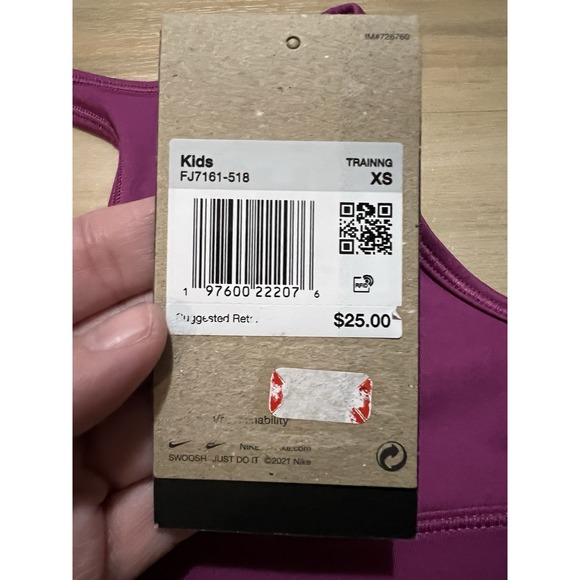 NWT Nike Girl's Swoosh Bra Purple Size XS Youth Kids Training - Picture 2 of 4
